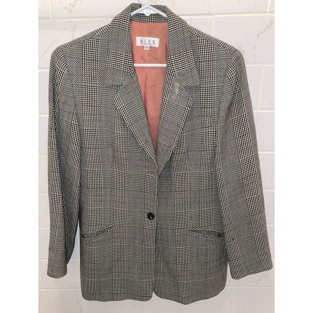 Alex New York Vintage Y2K Wool Blend Blazer Women’s Size 10 Gray Tweed